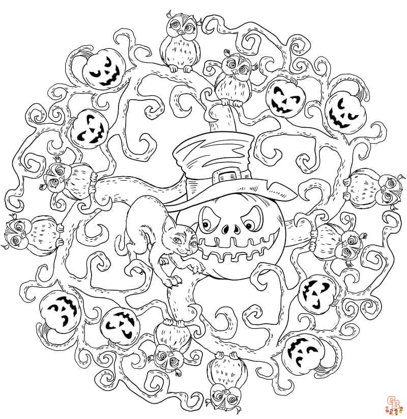 Coloriage Mandala dHalloween a colorier