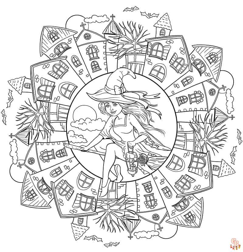 Coloriage Mandala dHalloween a colorier