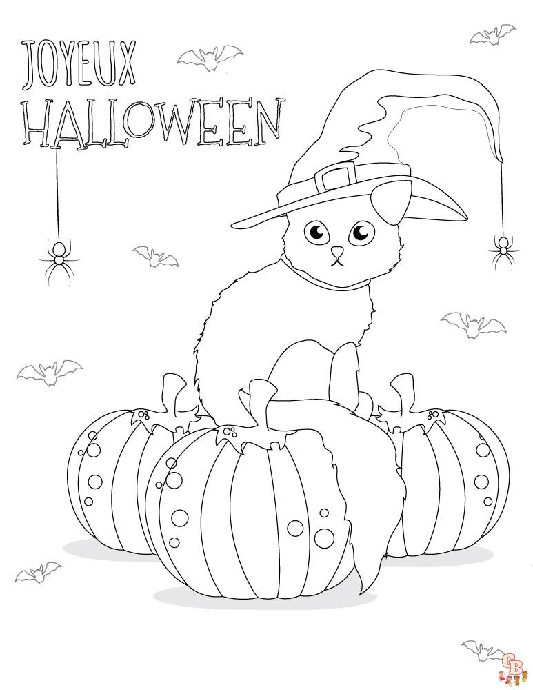 Coloriage Mandala dHalloween avec des chats noirs