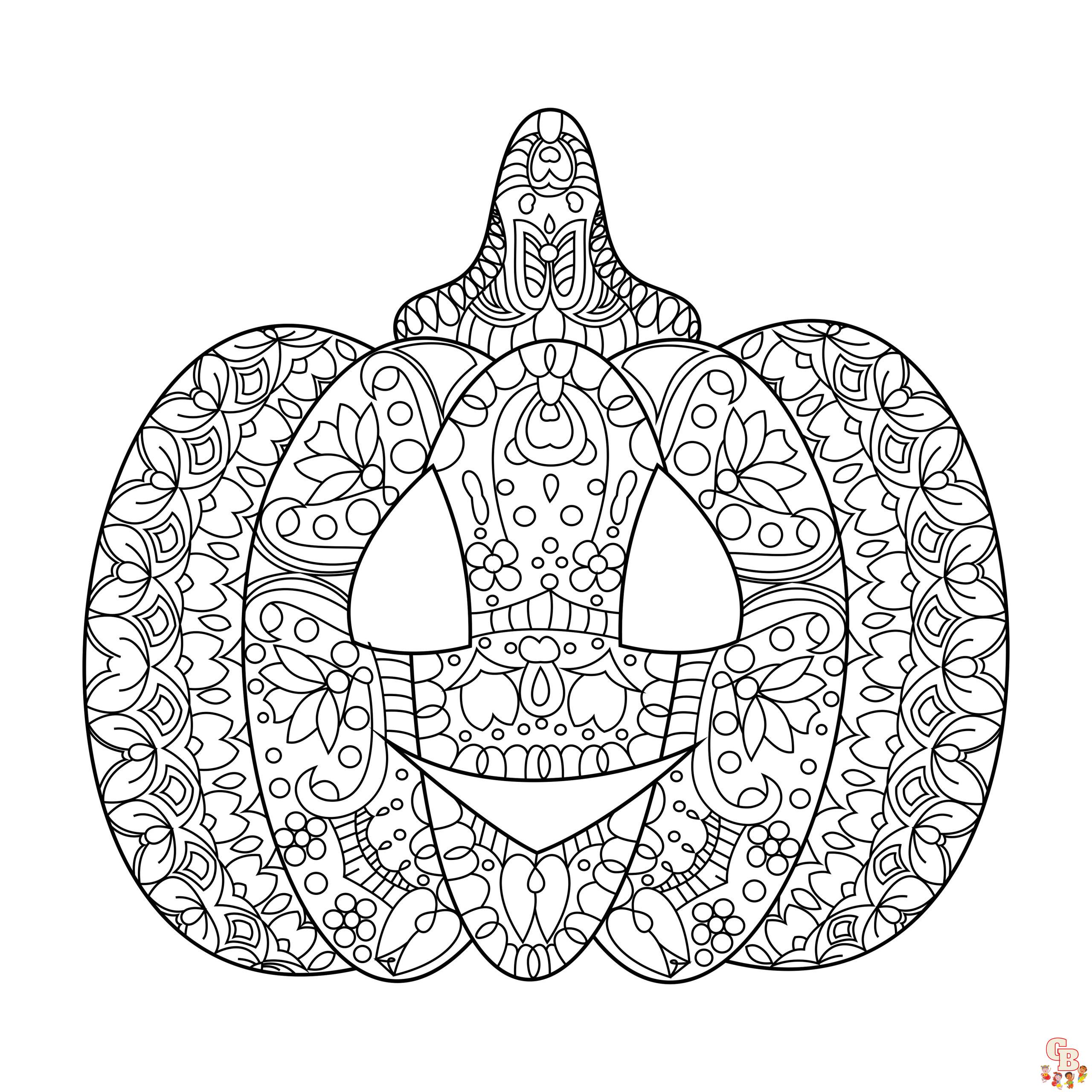 Coloriage Mandala dHalloween avec des citrouilles