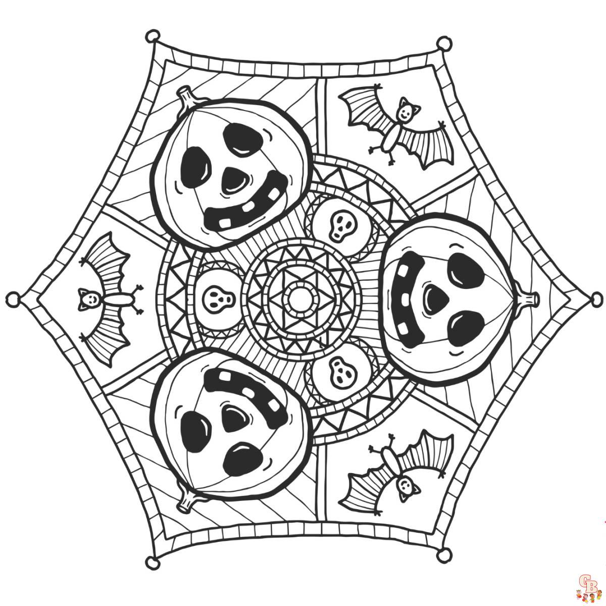 Coloriage Mandala dHalloween avec des citrouilles