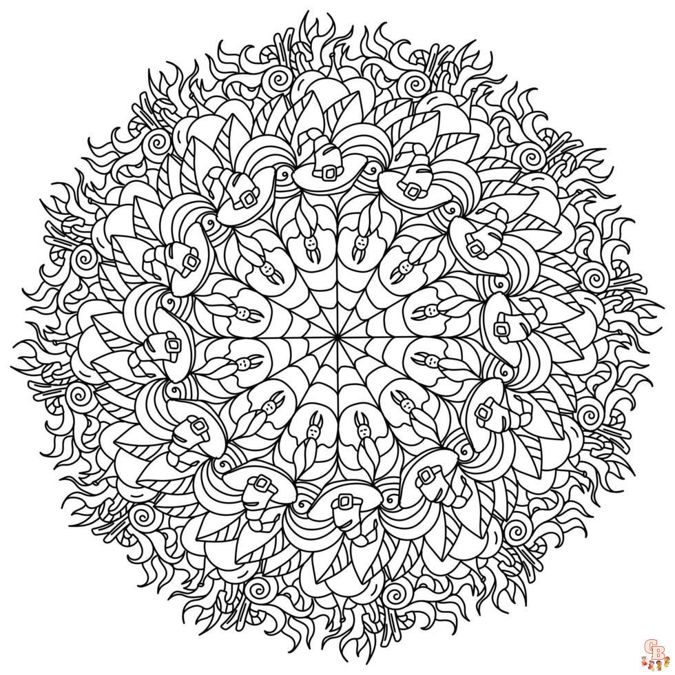 Coloriage Mandala dHalloween avec des citrouilles