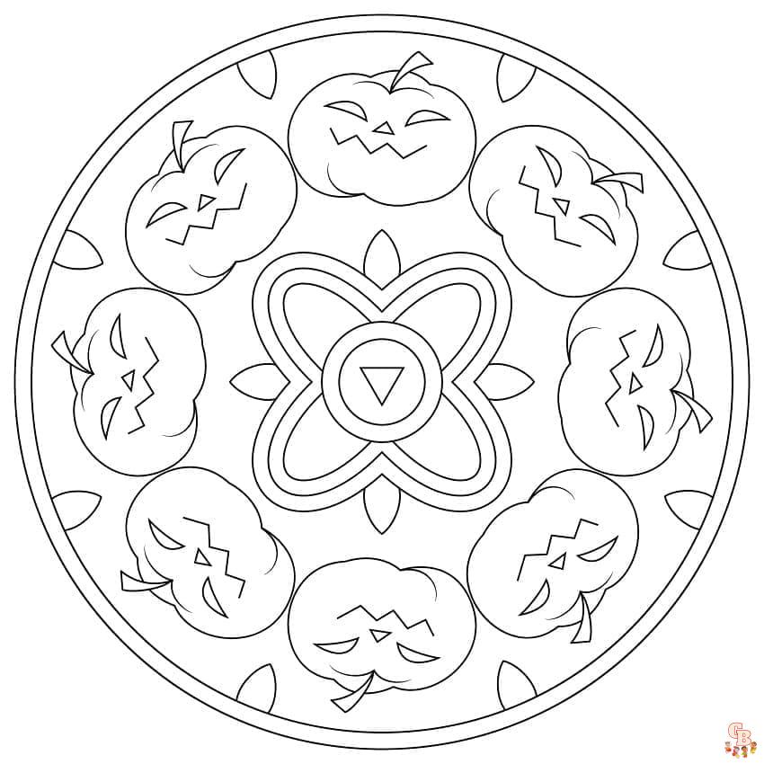 Coloriage Mandala dHalloween avec des citrouilles