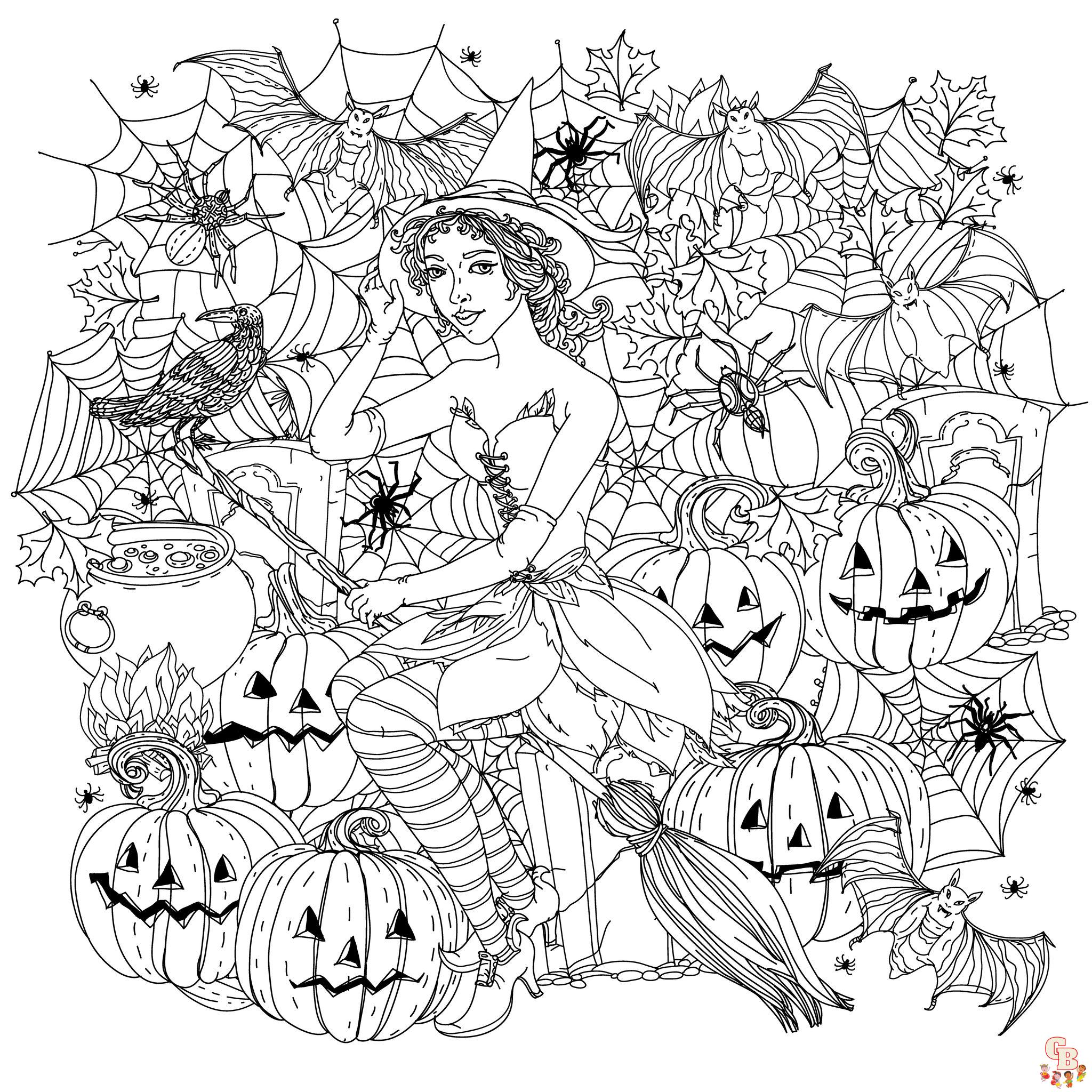 Coloriage Mandala dHalloween avec des citrouilles