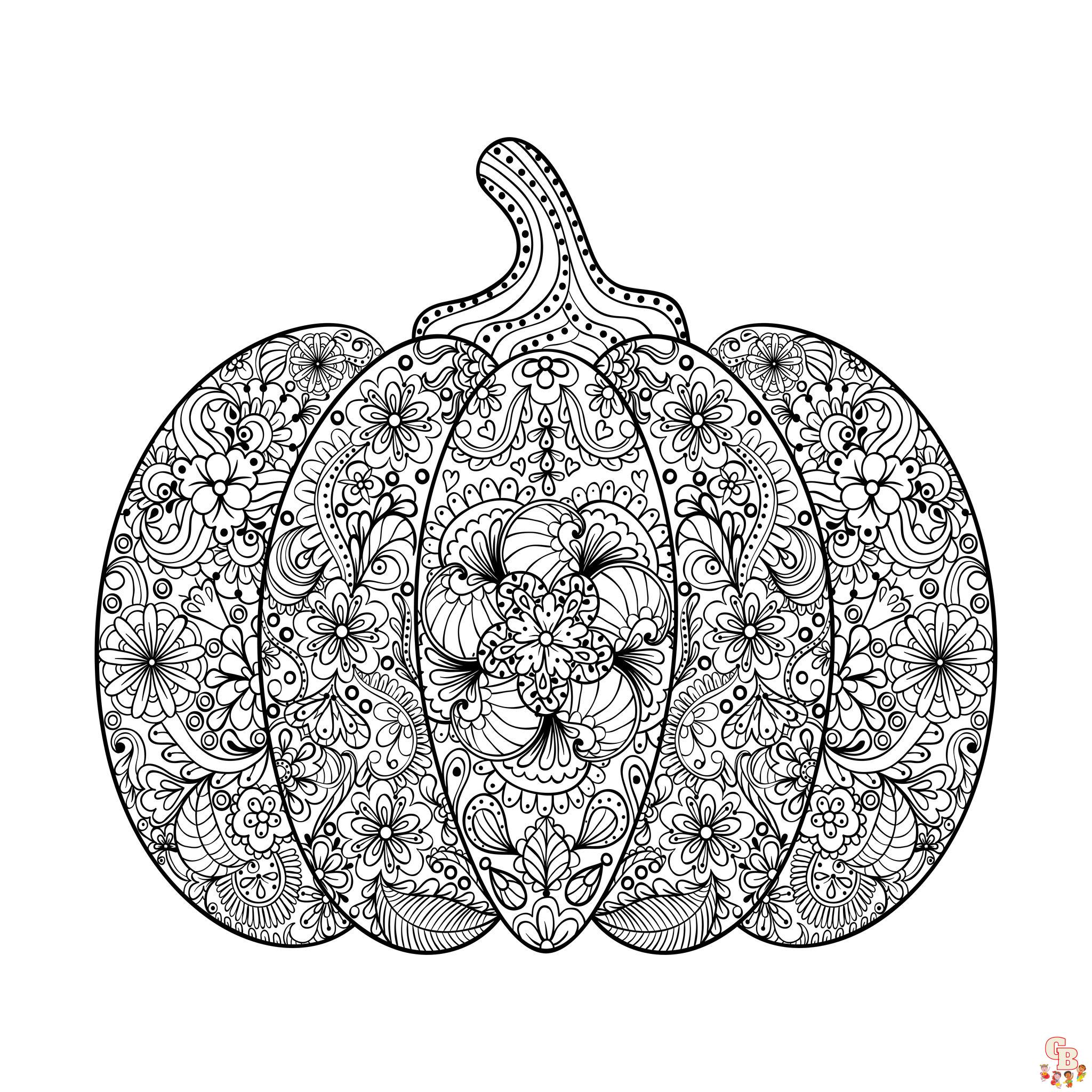 Coloriage Mandala dHalloween avec des citrouilles