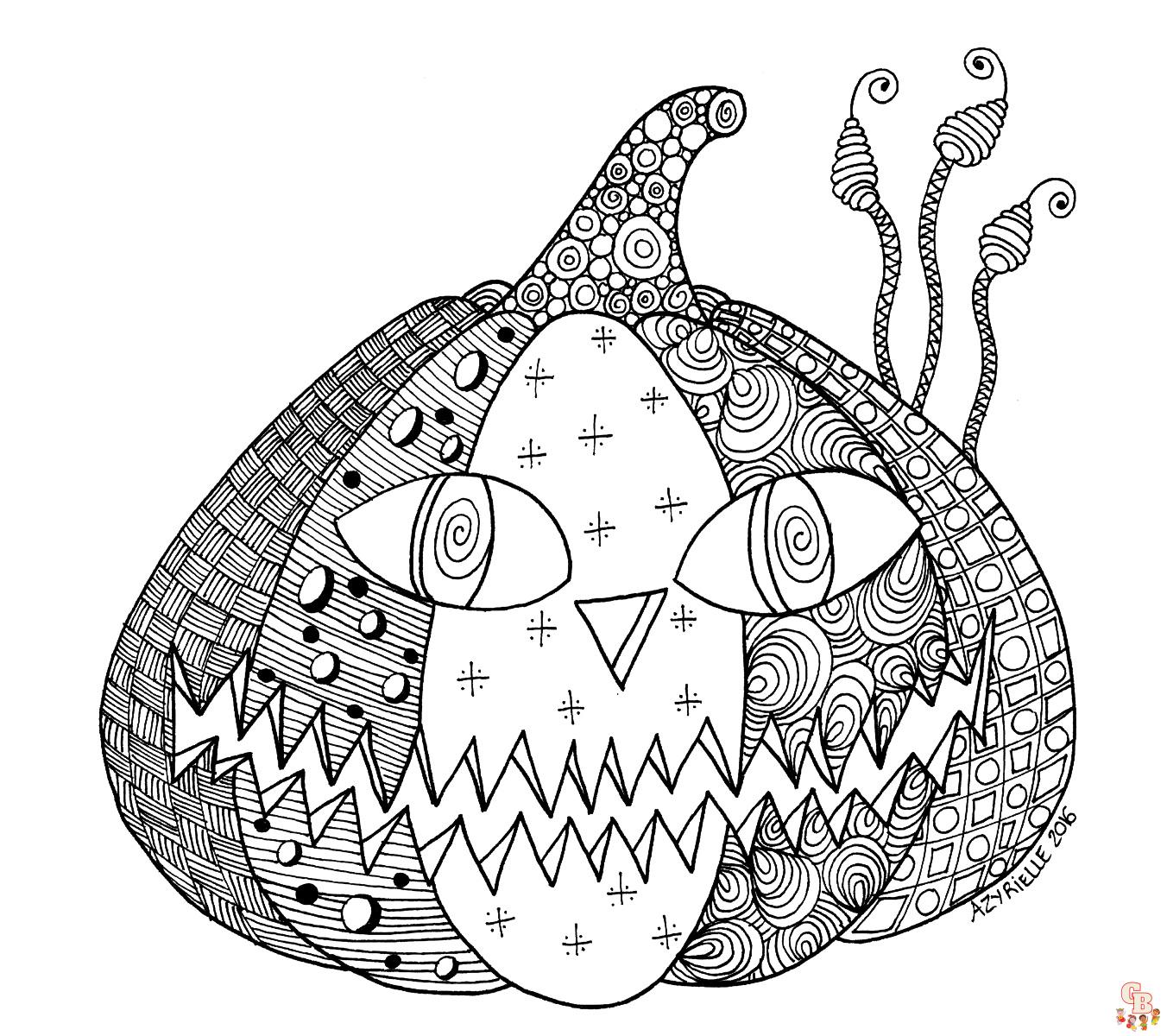 Coloriage Mandala dHalloween avec des citrouilles