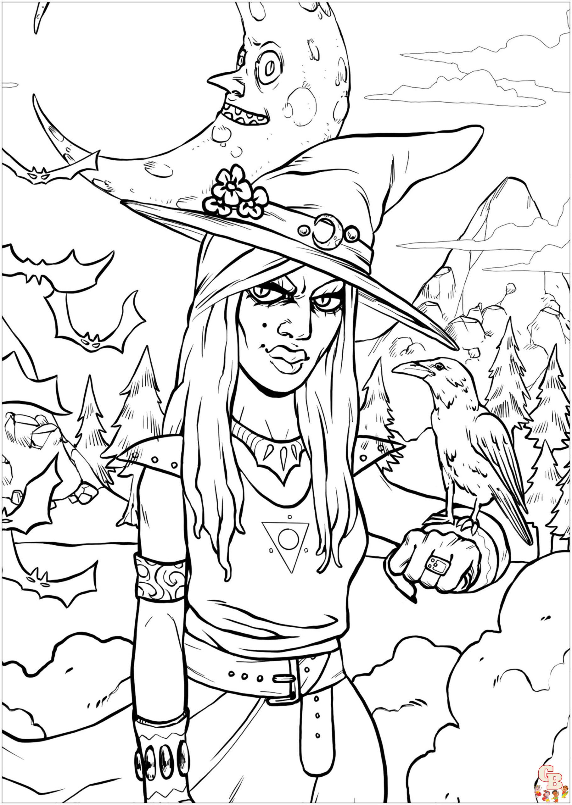 Coloriage Mandala dHalloween de la sorciere