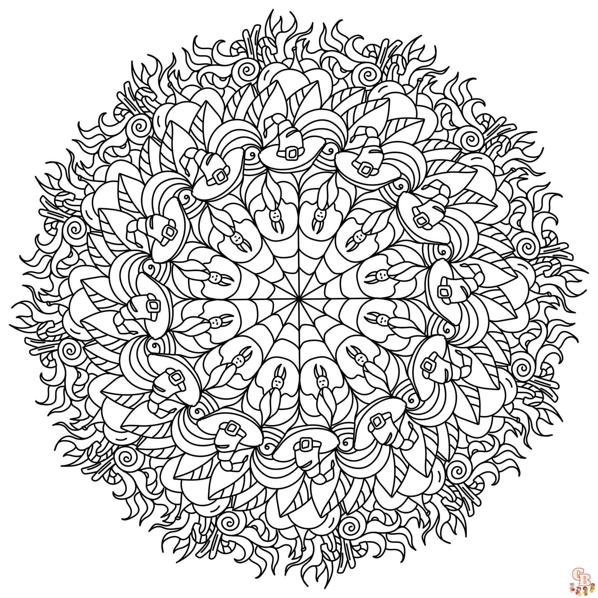 Coloriage Mandala dHalloween de la sorciere