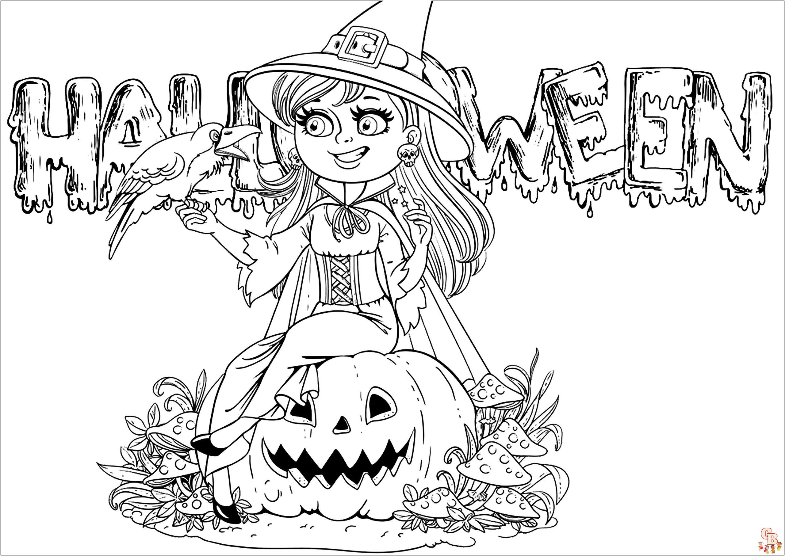 Coloriage Mandala dHalloween de la sorciere