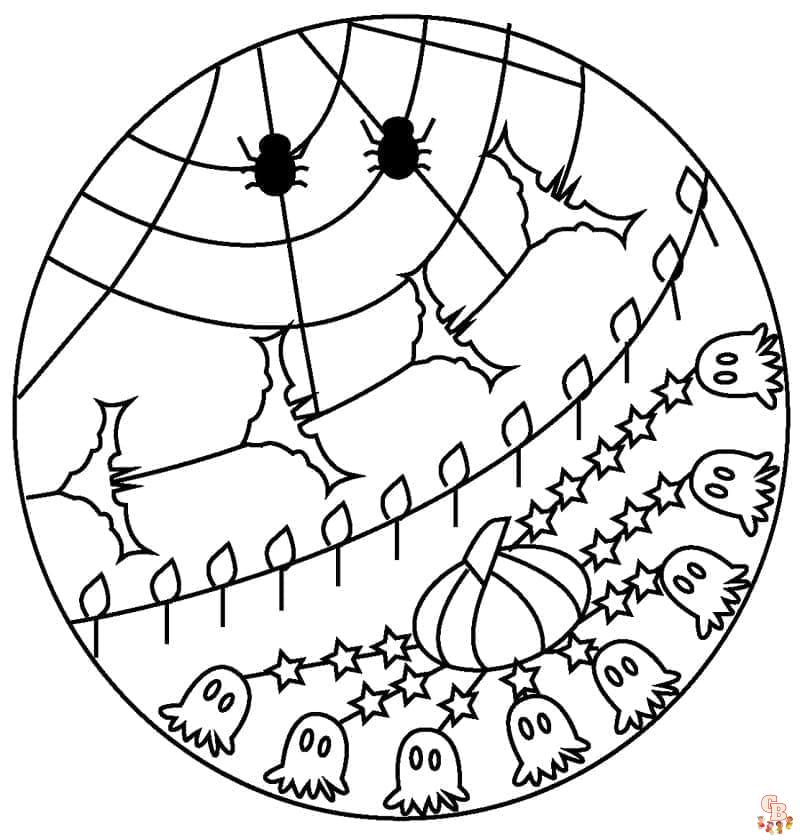 Coloriage Mandala dHalloween facile