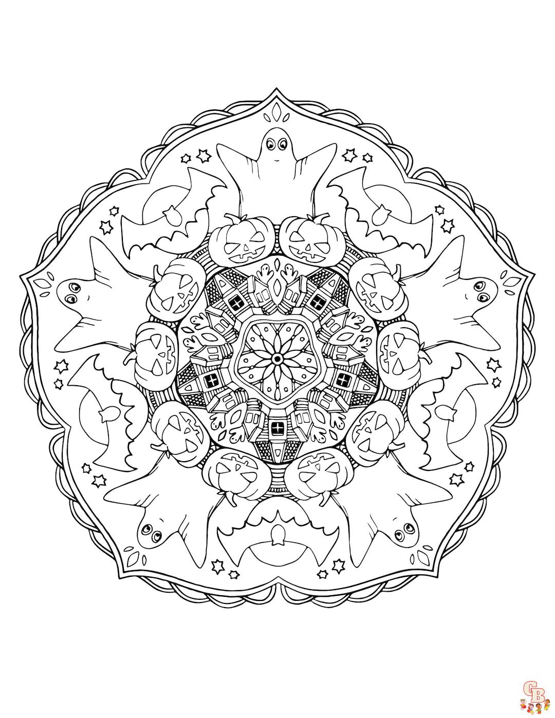 Coloriage Mandala dHalloween facile