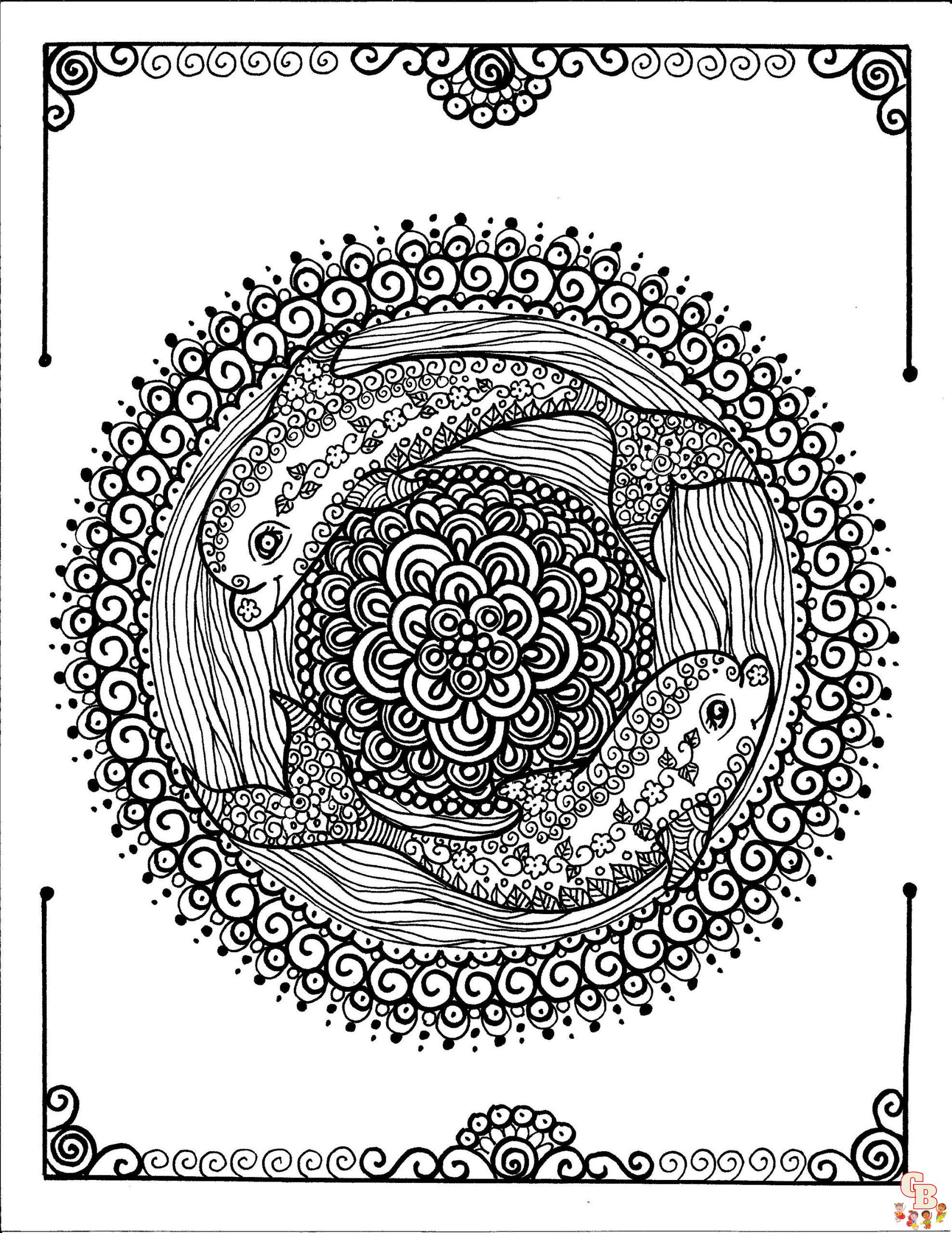 Coloriage Mandala dauphin