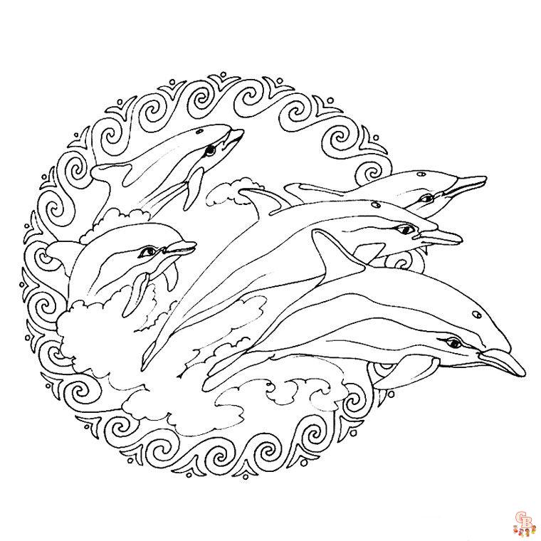 Coloriage Mandala dauphin