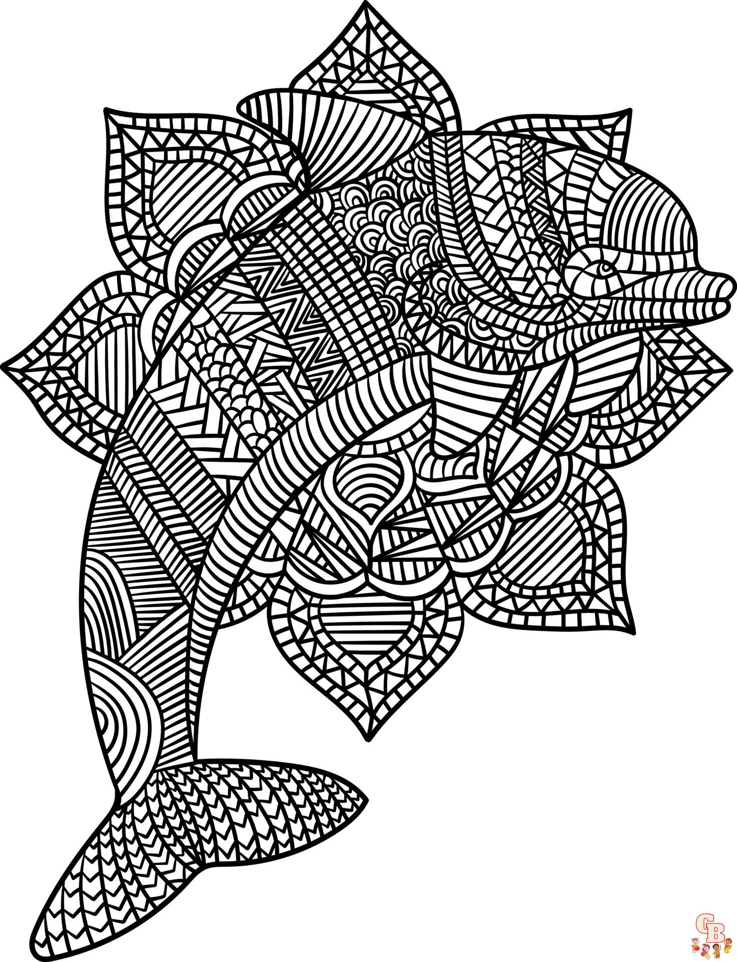 Coloriage Mandala dauphin