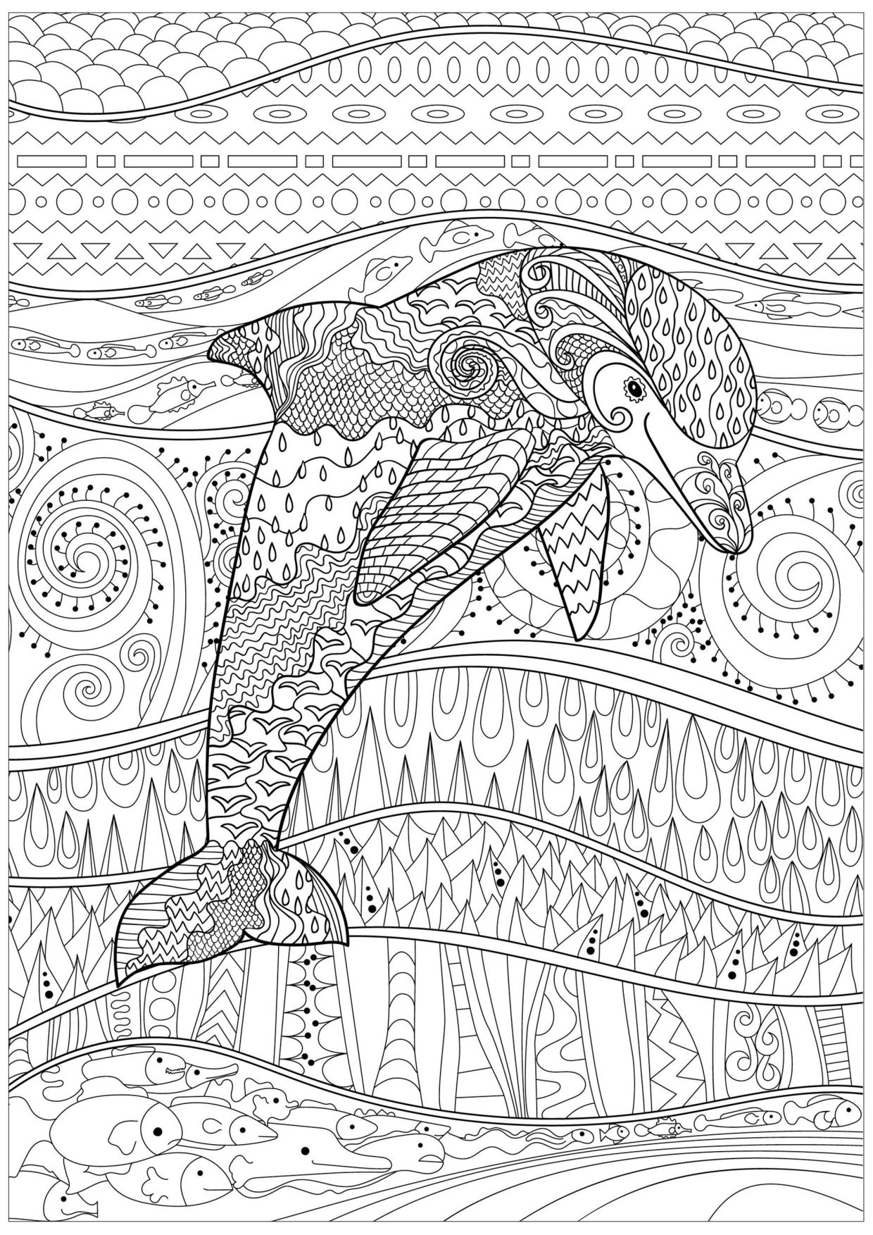 Coloriage Mandala dauphin