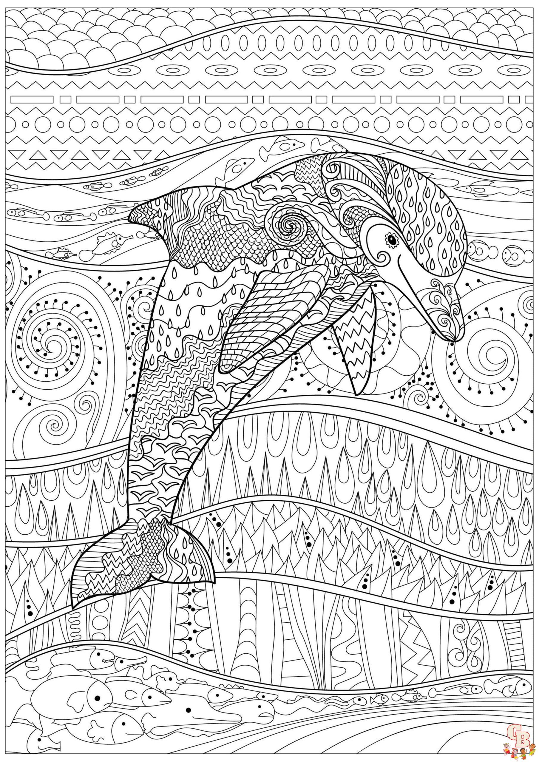 Coloriage Mandala dauphin