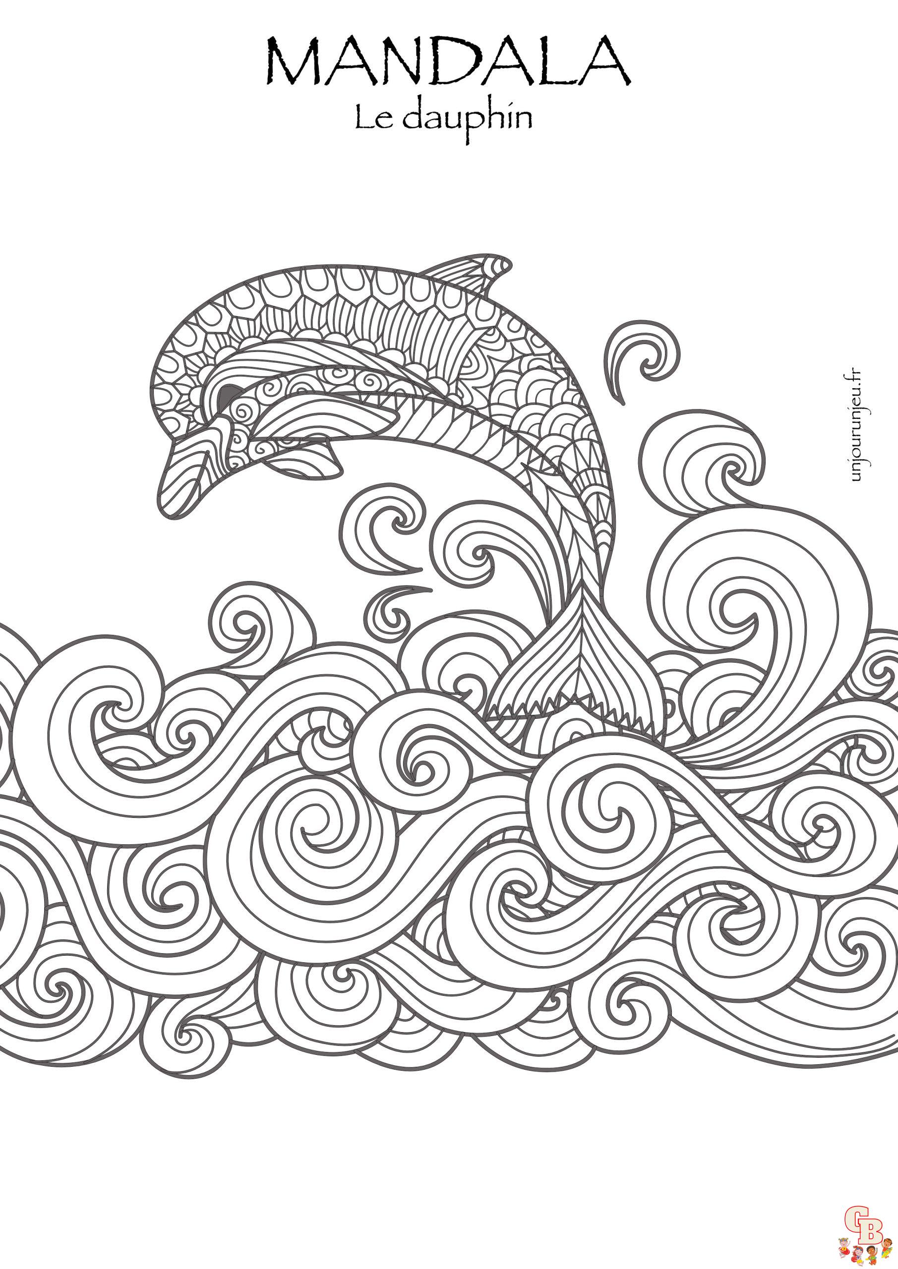 Coloriage Mandala dauphin