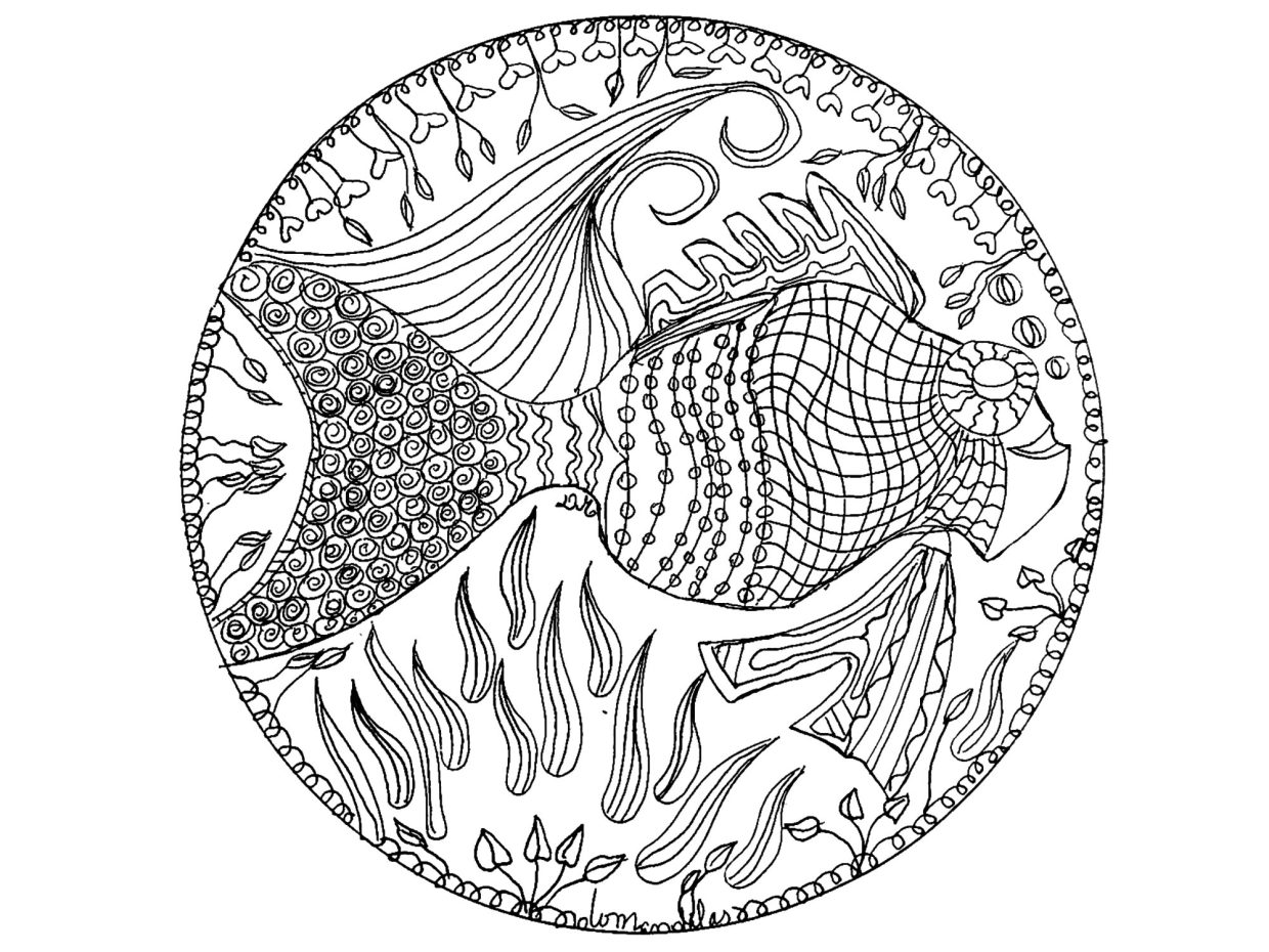 Coloriage Mandala poisson