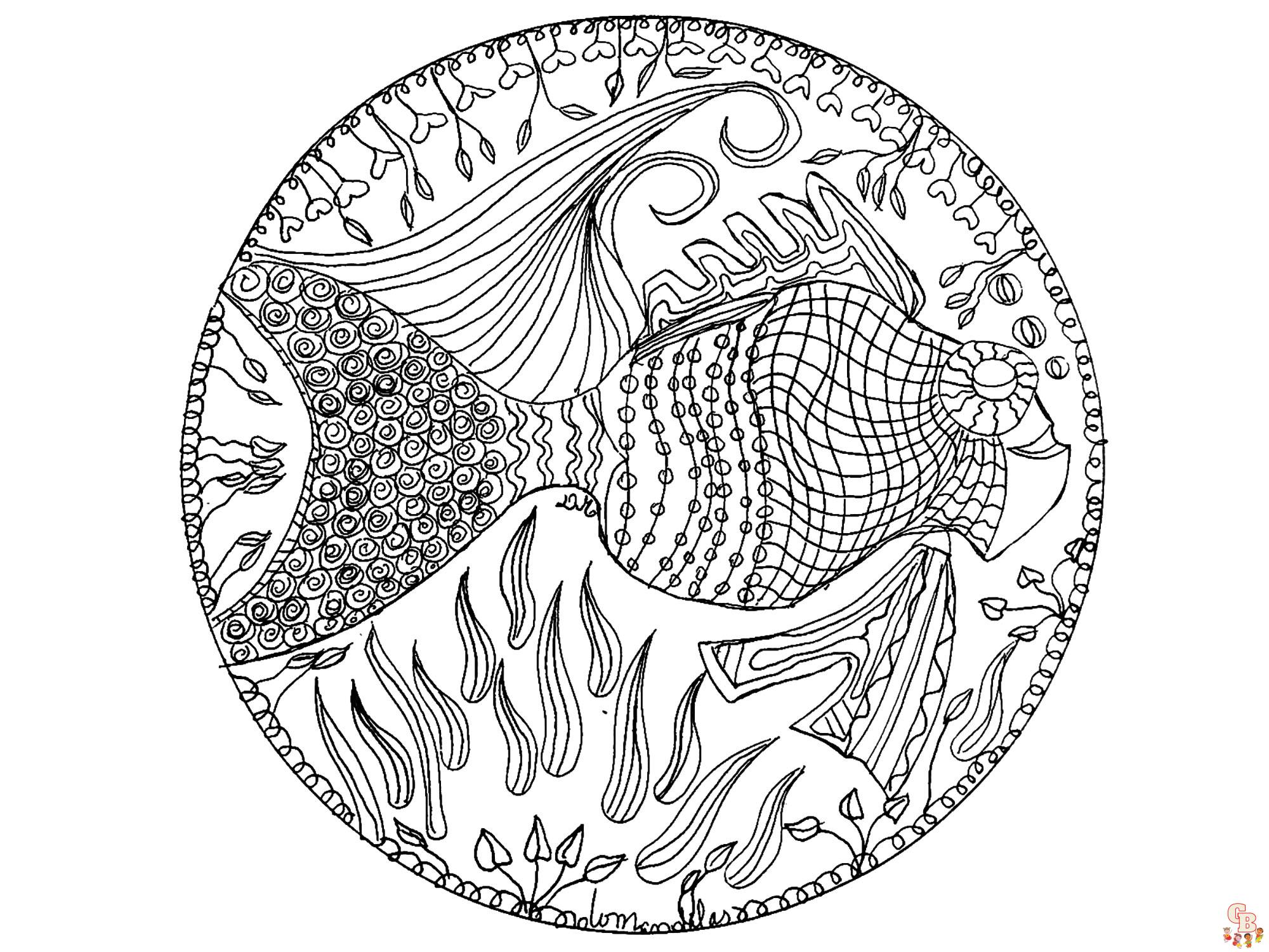 Coloriage Mandala poisson