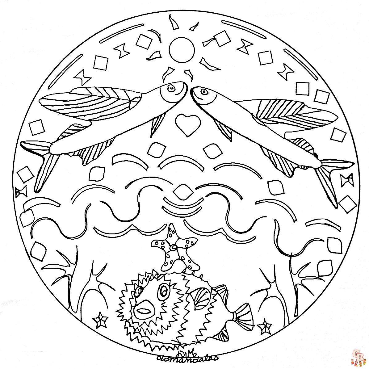 Coloriage Mandala poisson