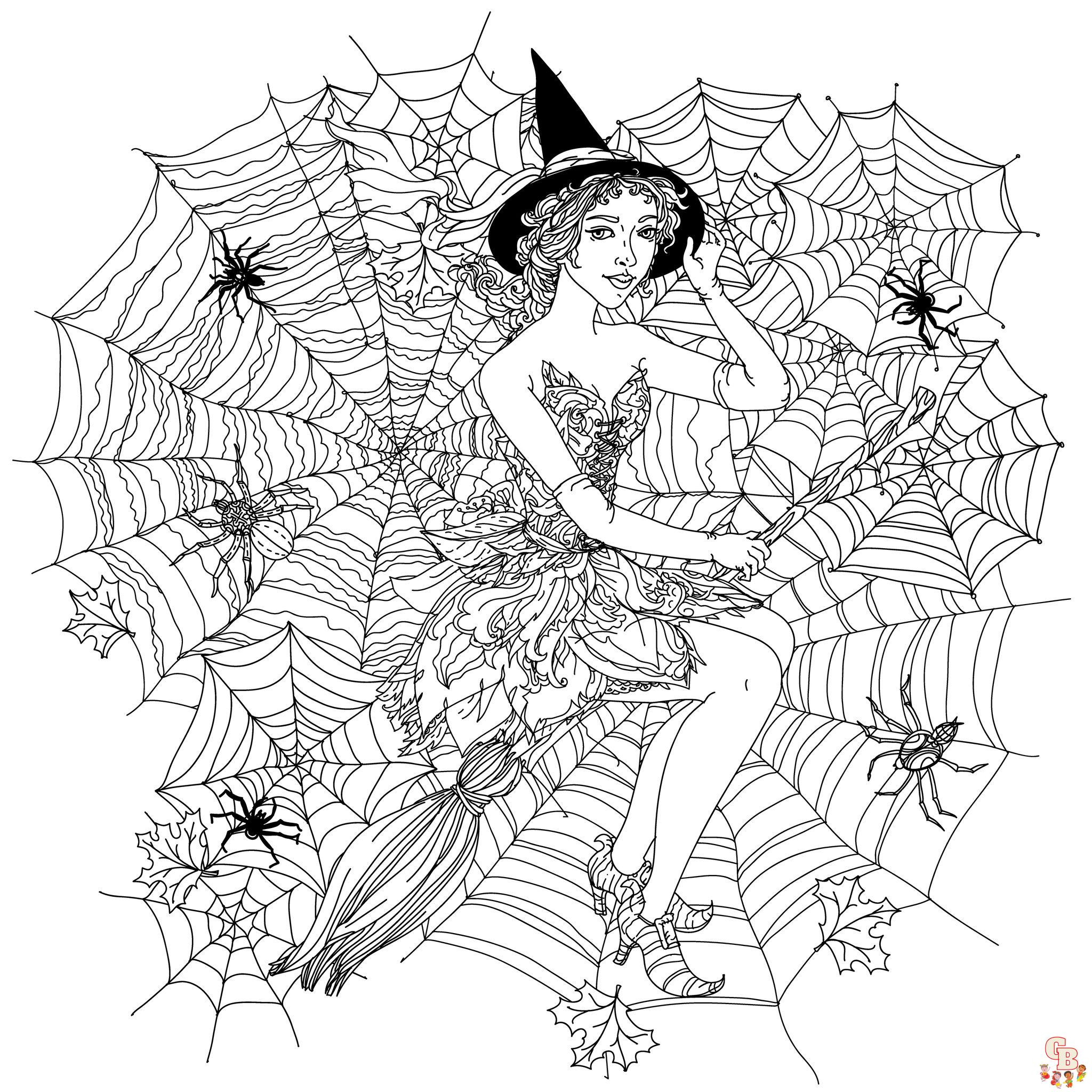 Coloriage Mandalas dHalloween avec une toile daraignee