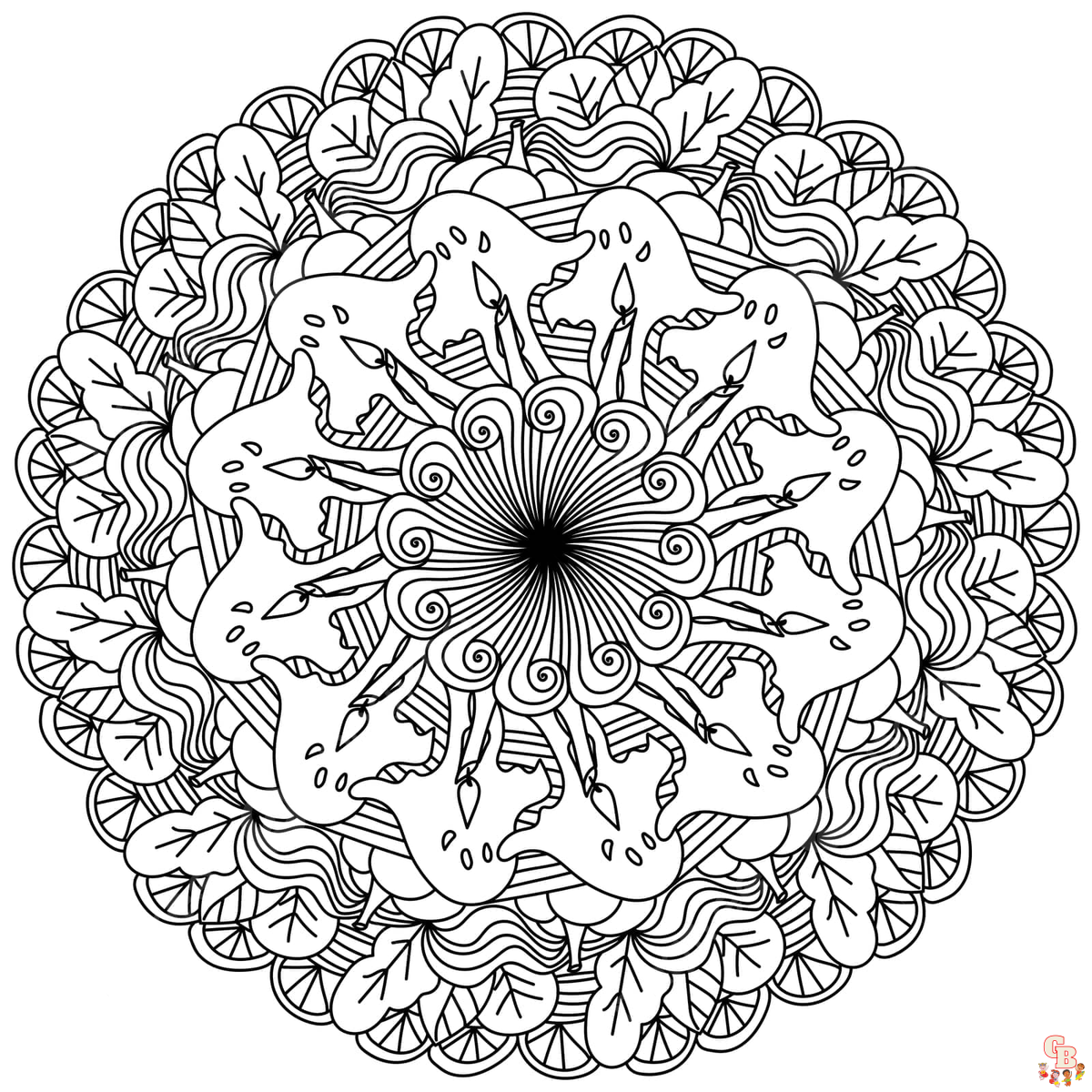 Coloriage Mandalas dHalloween avec une toile daraignee