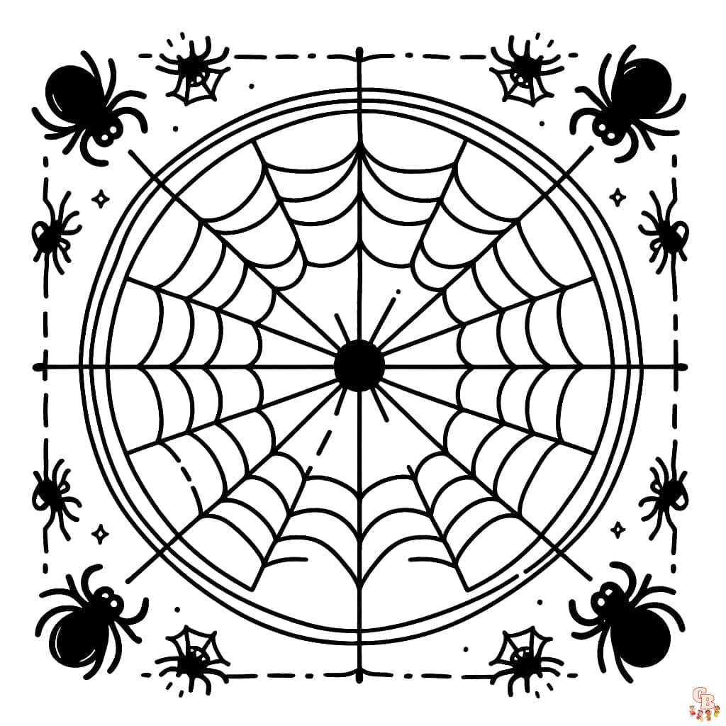 Coloriage Mandalas dHalloween avec une toile daraignee