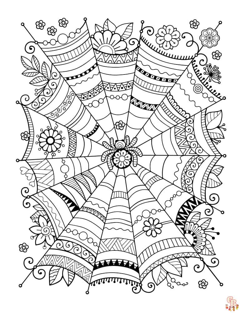 Coloriage Mandalas dHalloween avec une toile daraignee