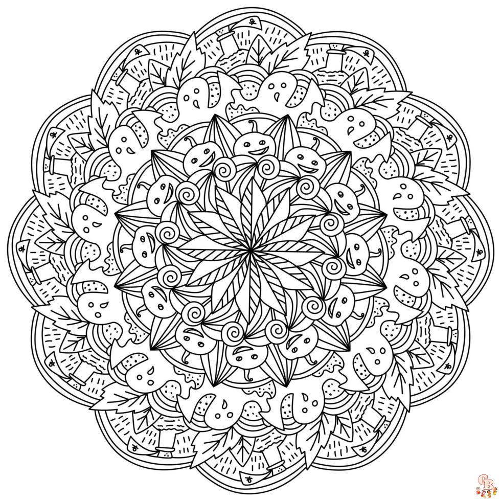 Coloriage Mandalas dHalloween avec une toile daraignee