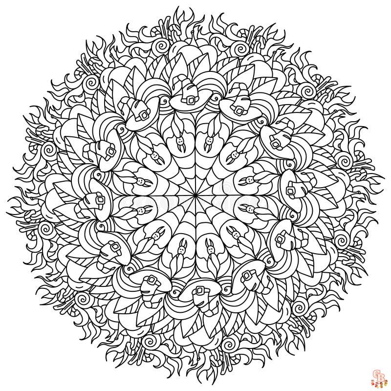 Coloriage Mandalas dHalloween avec une toile daraignee