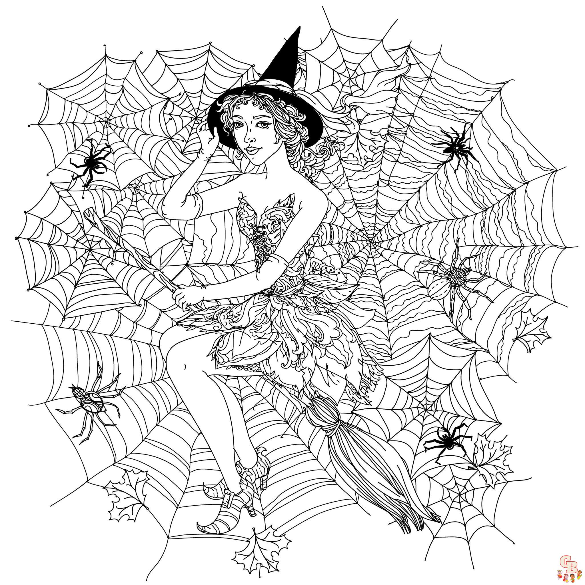 Coloriage Mandalas dHalloween avec une toile daraignee