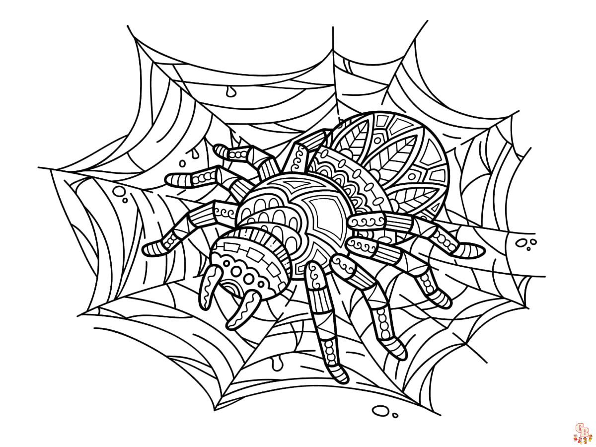 Coloriage Mandalas dHalloween avec une toile daraignee