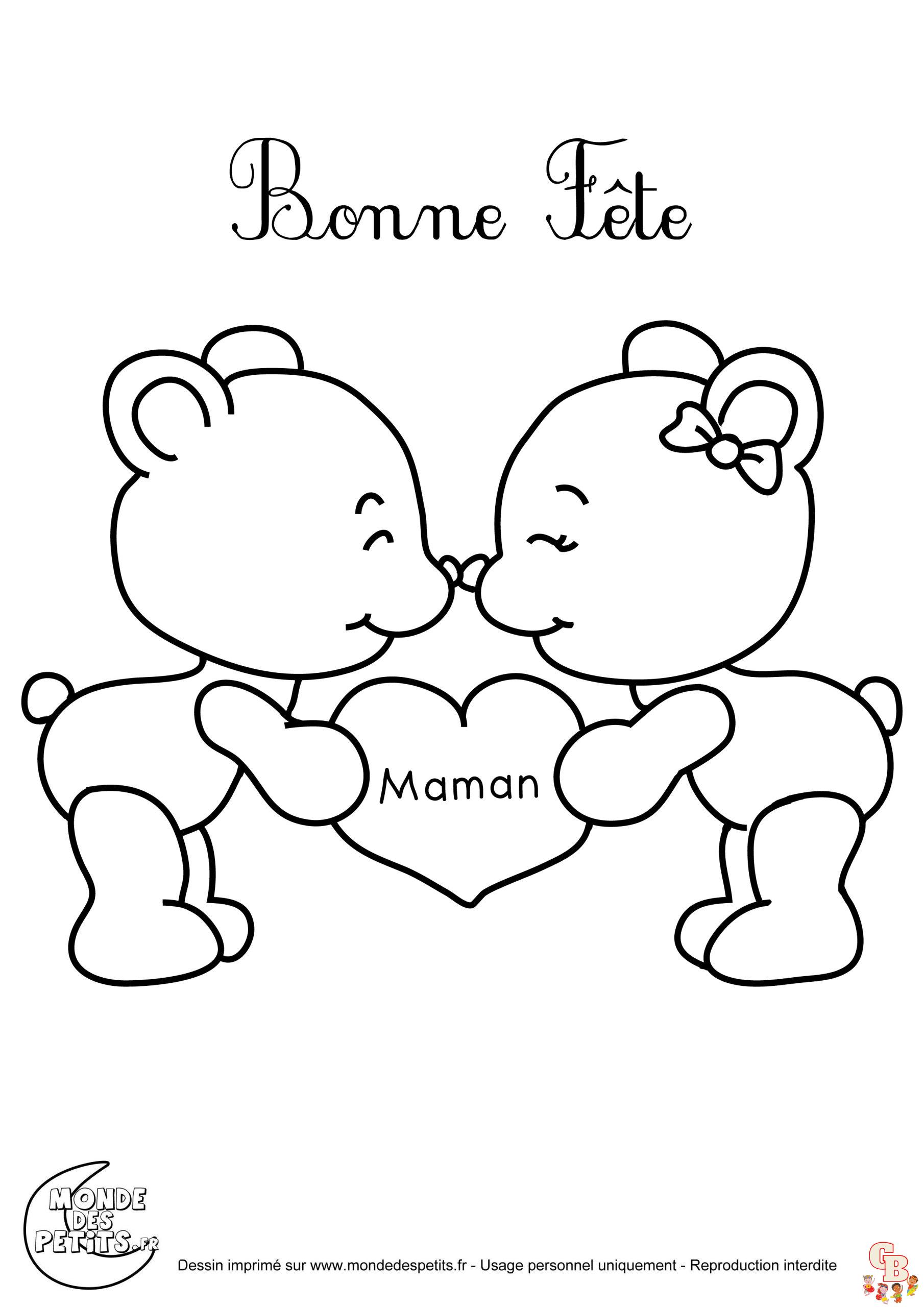 Coloriage Ours Bonne Fete Maman