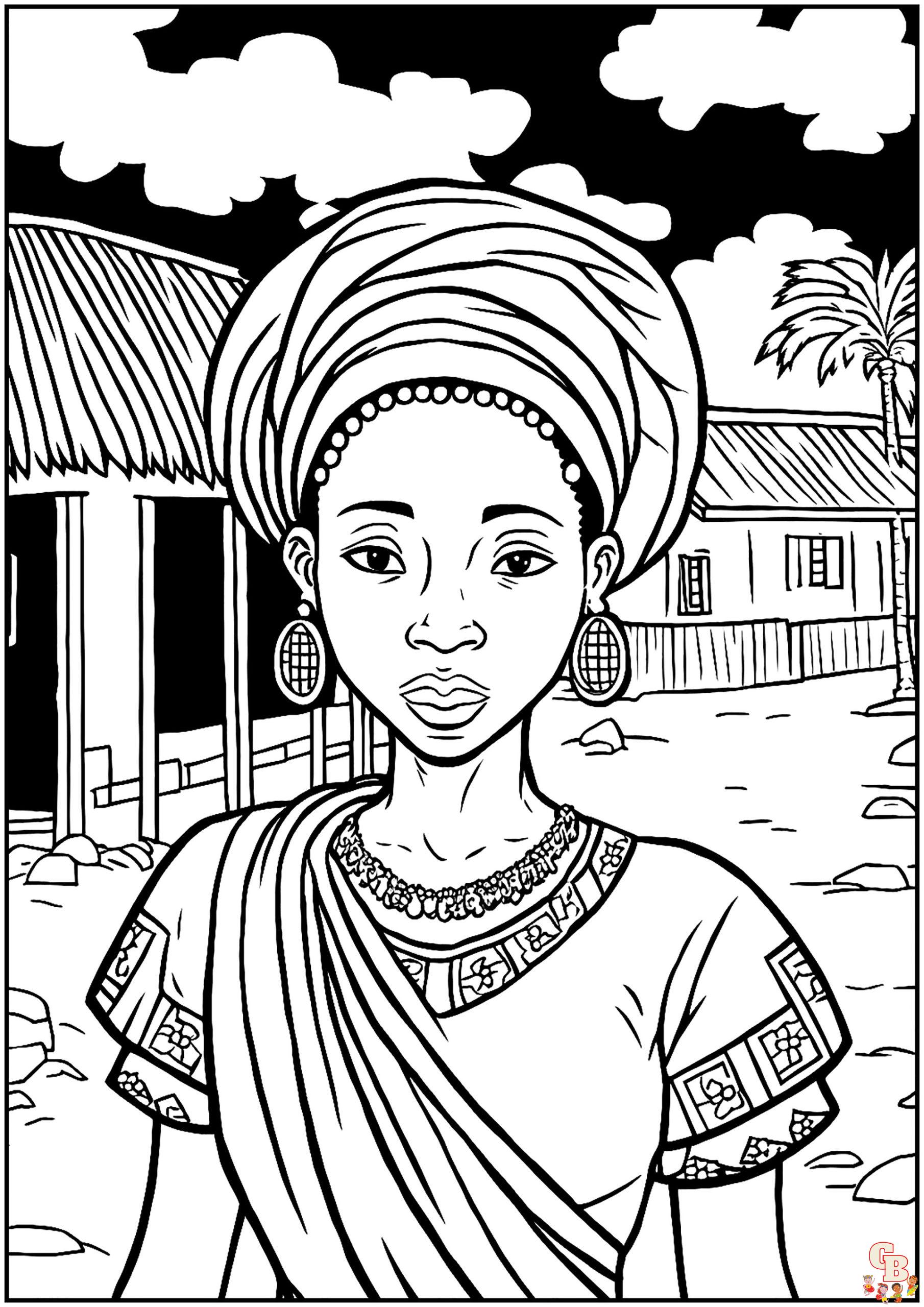 Coloriage Petite africaine