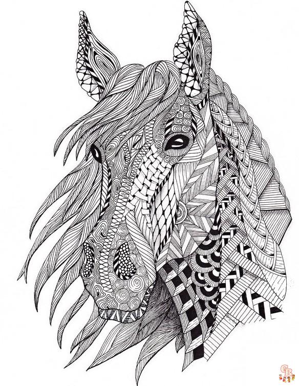 Coloriage mandala cheval zodiaque chinois