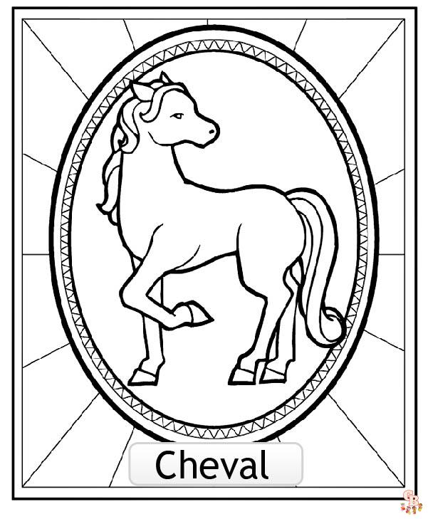 Coloriage mandala cheval zodiaque chinois