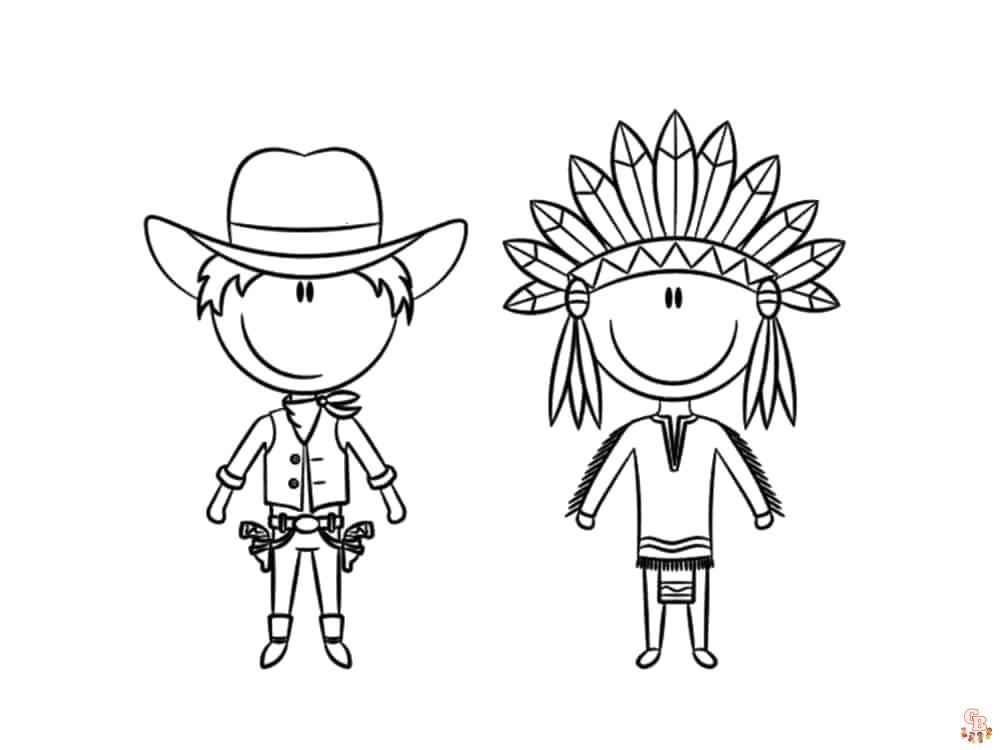 Coloriages Cowboys et indiens