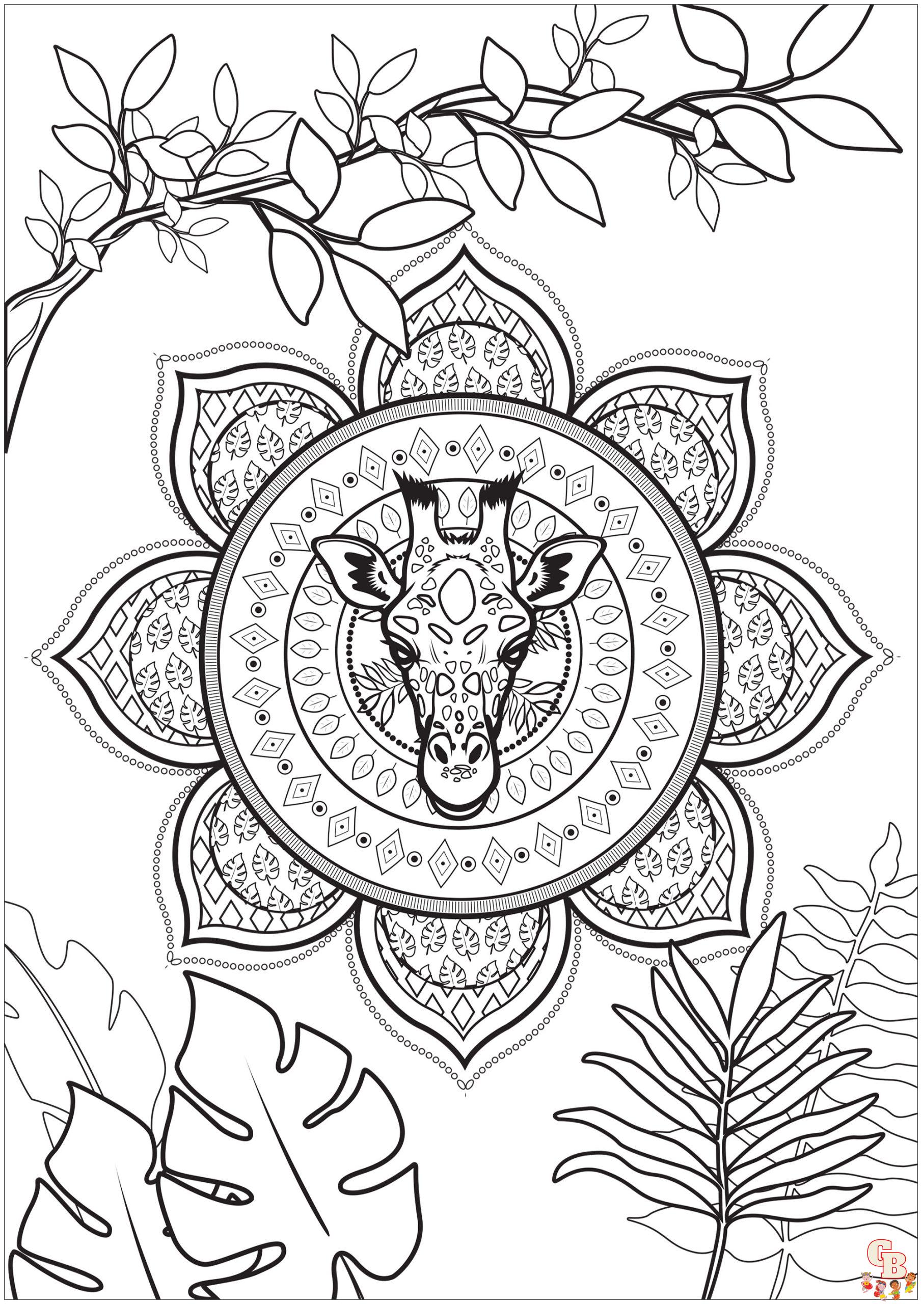 coloriage dun mandala decore de feuilles