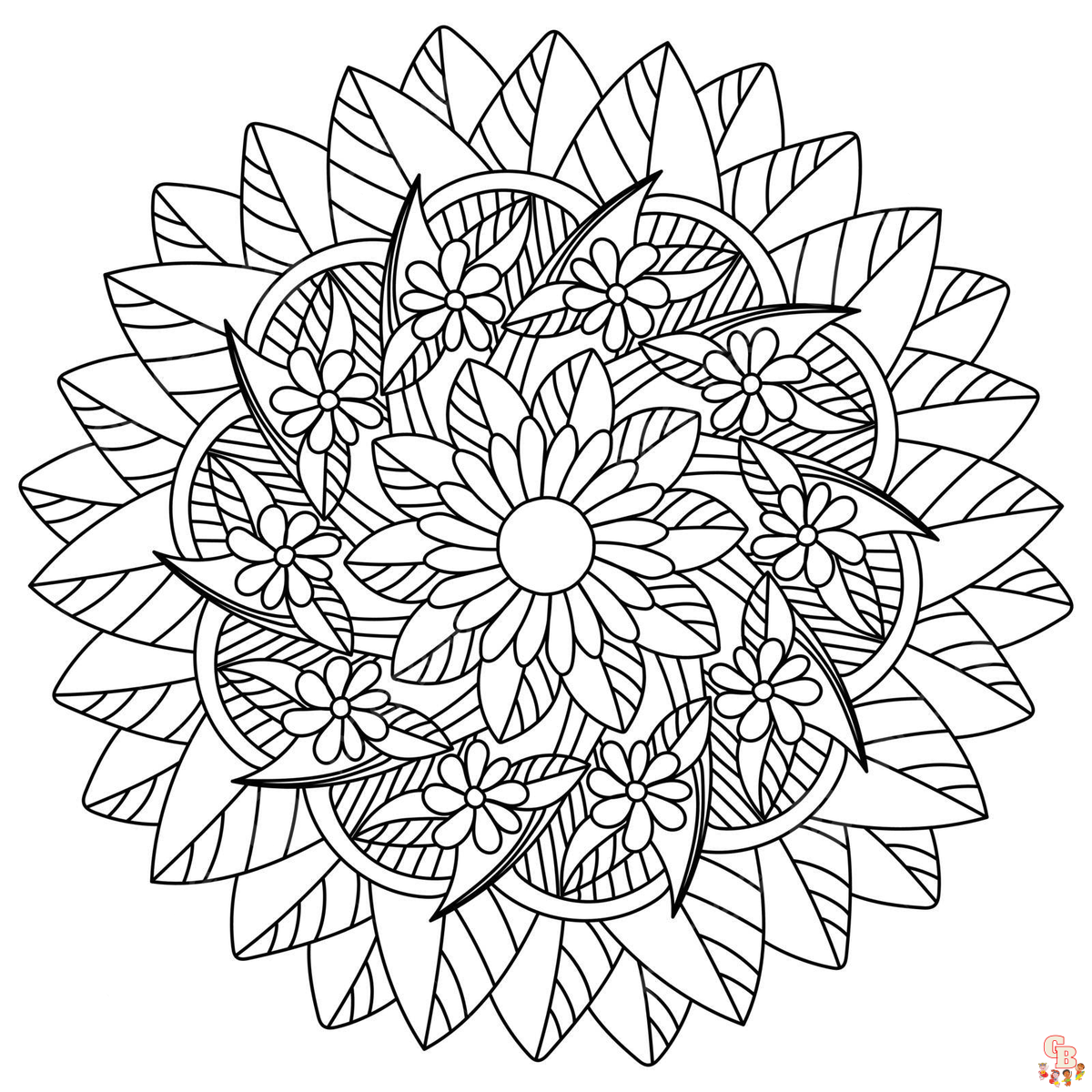 coloriage dun mandala decore de feuilles