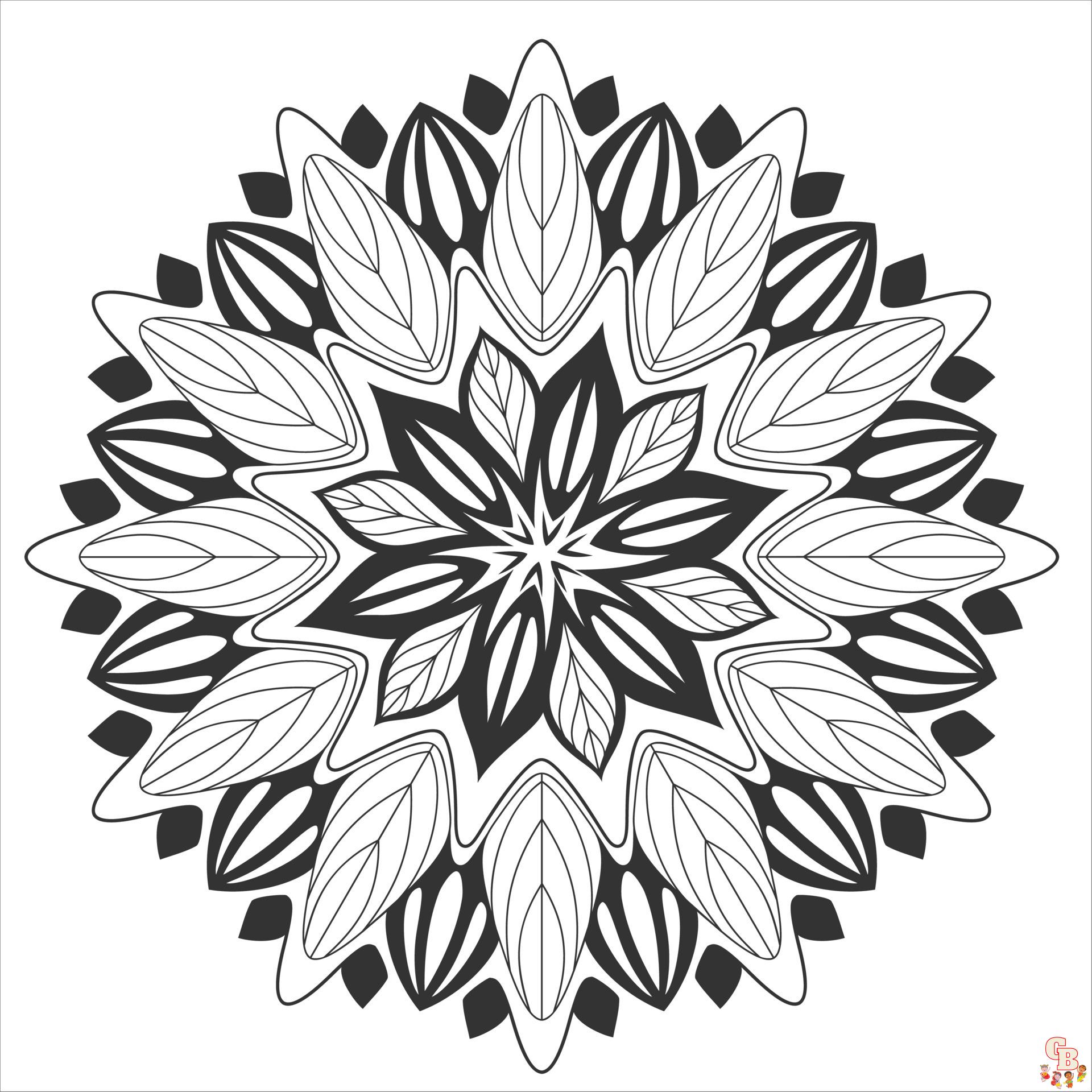 coloriage dun mandala decore de feuilles