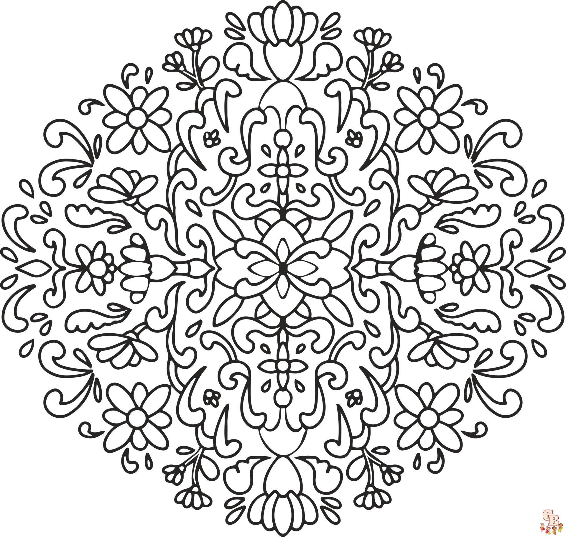 coloriage dun mandala decore de feuilles